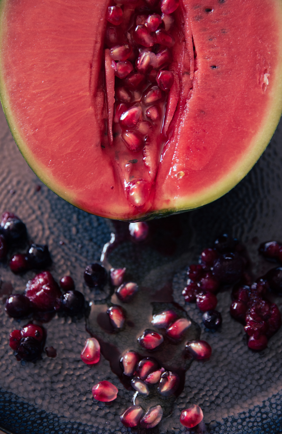 Sliced Watermelon on White Textile